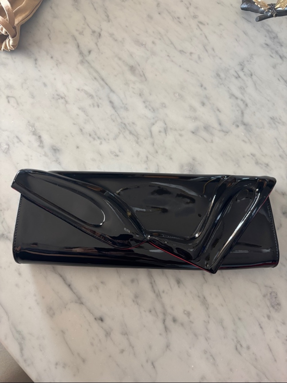 Christian Louboutin Black Patent Clutch with Red Piping